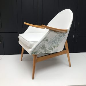 1950's cocktail chair covered in designer fabric from Jane Churchill