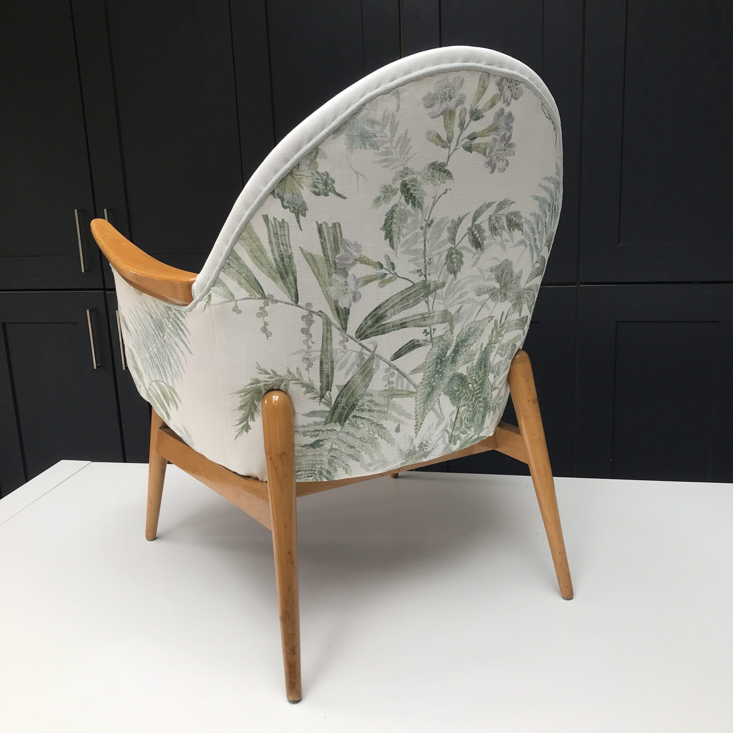1950's cocktail chair covered in designer fabric from Jane Churchill 1950's cocktail chair covered in designer fabric from Jane Churchill