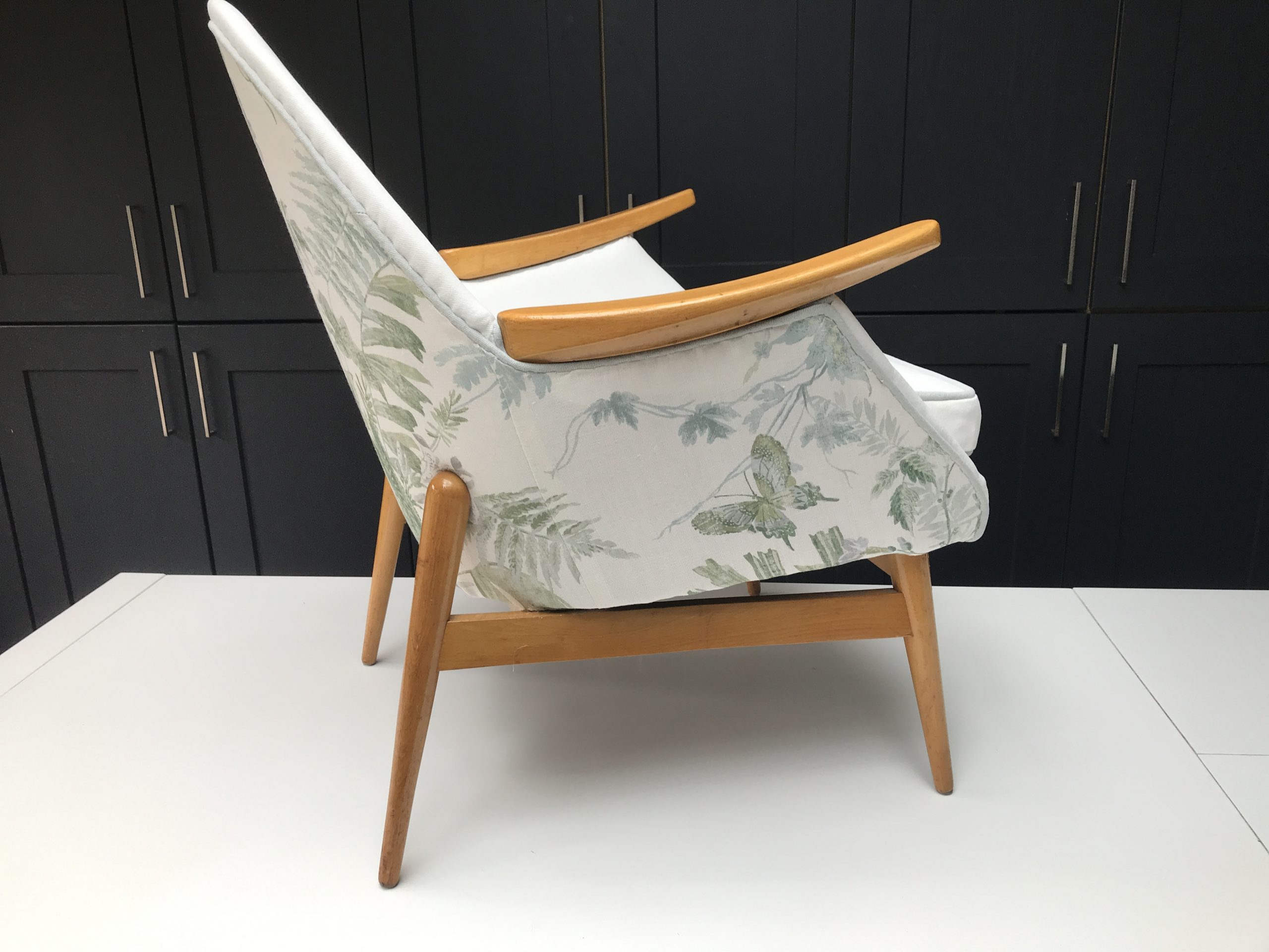 1950's cocktail chair covered in designer fabric from Jane Churchill 1950's cocktail chair covered in designer fabric from Jane Churchill